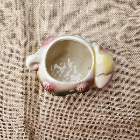 Floral Ceramic Pig Planter Old Vintage Shawnee or American Bisque Lucky Clover - Picture 13 of 14